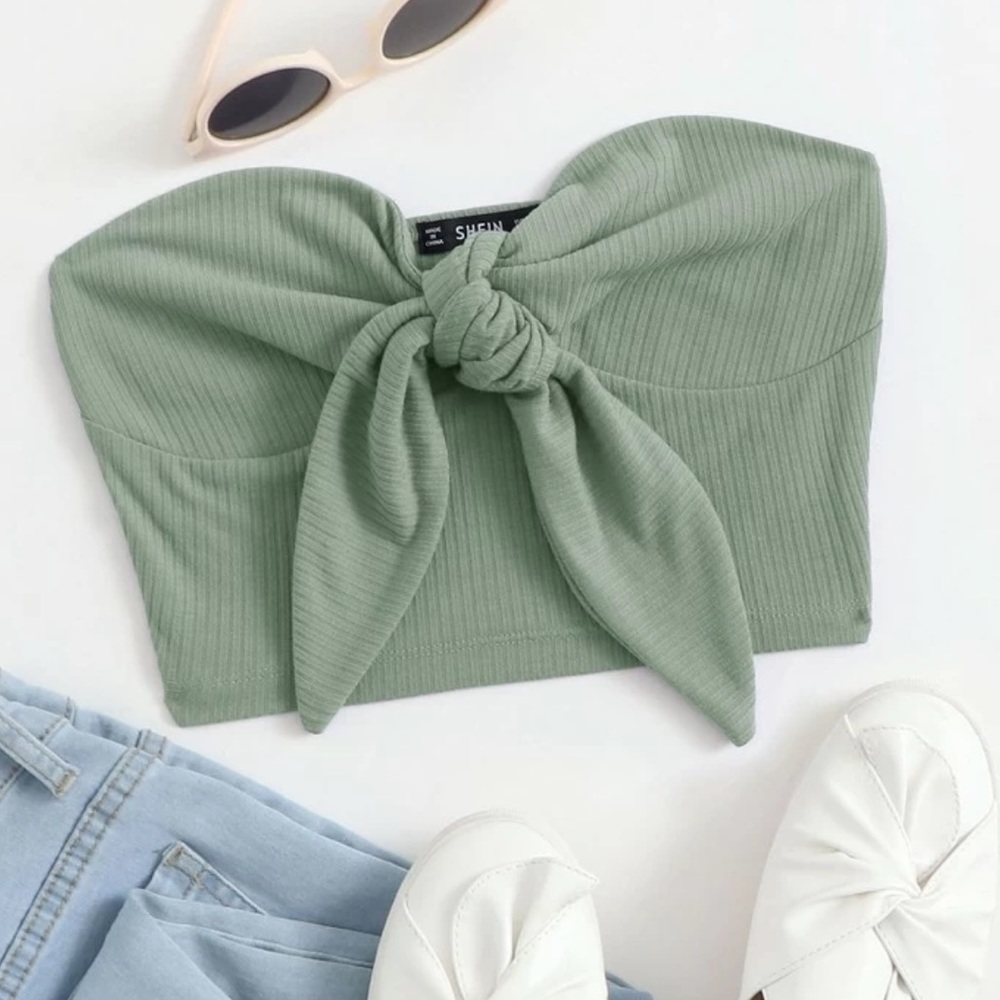 Shein tie front tube top